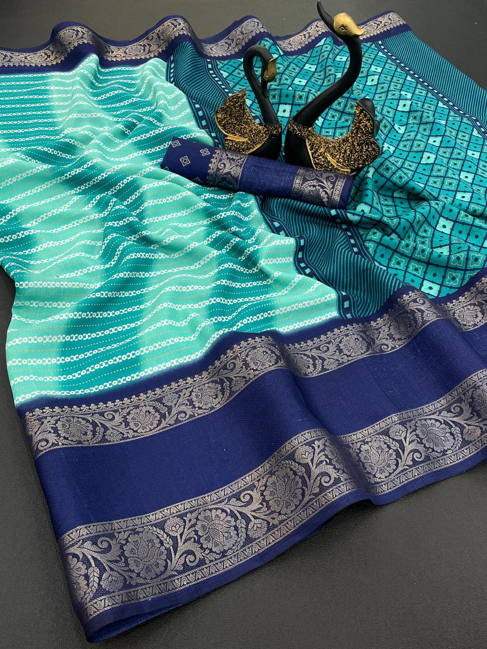 LC 111 Pure Dola Silk Jacquard Border Designer Saree Exporters In India
